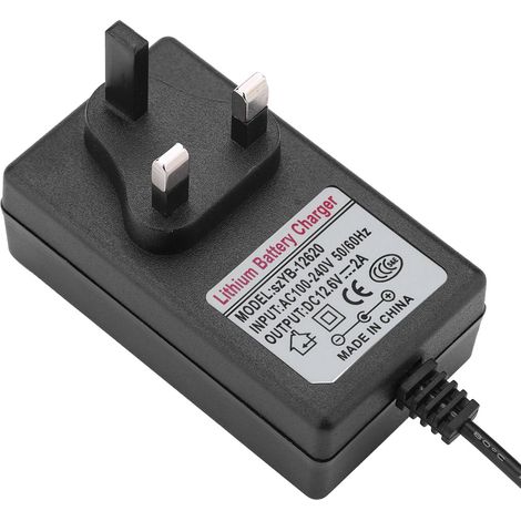 Adaptateur secteur 12,6 V CC 2 A, chargeur de remplacement pour batterie lithium-ion 100-240 V, prise britannique (1/5)
