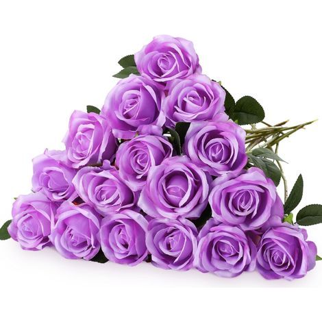 20 roses en soie réalistes, fleurs artificielles, longues tiges – noires, adaptées à la décoration de la maison, des mariages et des fêtes (DIY disponible). (1/5)