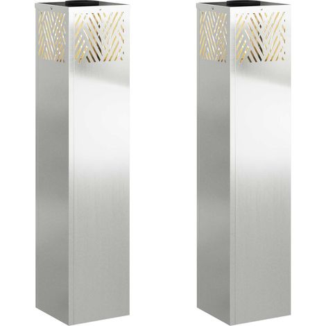 Faro LED solare per sentieri 2 pcs Argento Zincato vidaXL