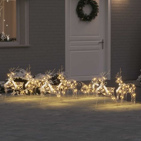 LED Rentiere mit 40 LEDs 7 pcs Gold PET