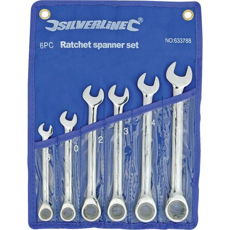 Silverline Serie di 6 chiavi combinate a cricchetto testa fissa 8-17 mm (1/5)