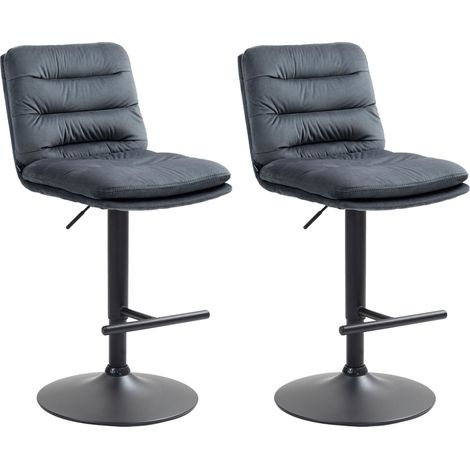 2er Set Barhocker Damar Samt dunkelgrau schwarz