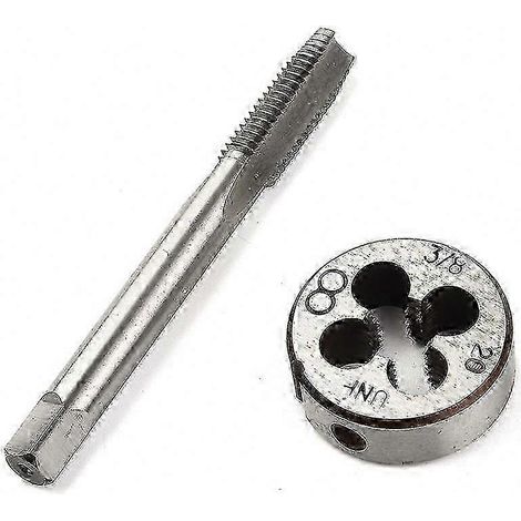 Jeu de 2 tarauds et filières 3/8"-20 UN en acier rapide (HSS 6542), pour fer, acier, cuivre et aluminium. (1/4)