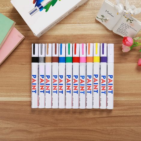 Stylo marqueur de peinture de voiture, séchage rapide, Anti-décoloration, étanche, outil de bricolage pour métal, verre, bois, plastique, papier noir.