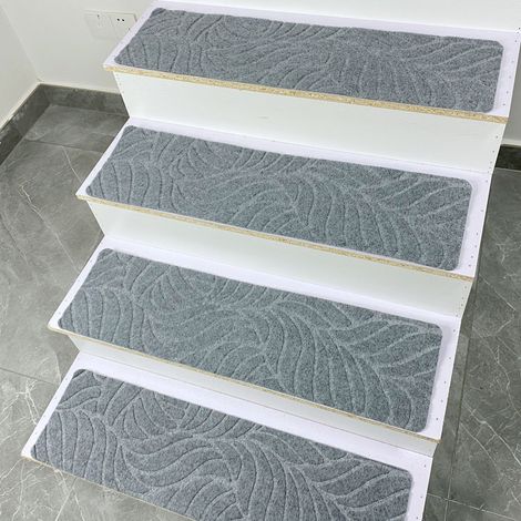 Lot de 4 tapis de marche d'escalier, antidérapants, imitation marbre, auto-adhésifs et sans colle - 76 cm x 20,3 cm avec dos adhésif