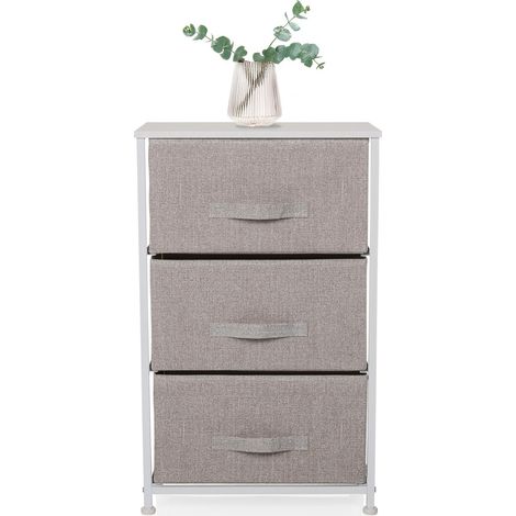 hjh LIVING Cassettiera con 3 cassetti in tessuto FOLDRESS M 73x45x30 cm Cassettiera organizer, piedini regolabili in altezza, struttura in metallo, grigio (1/5)