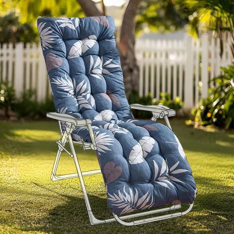 High Back Sun Lounger Replacement Cushion: 170x53 cm Padded Soft Non Slip Ties Outdoor Indoor Use for Reclining Garden Chair Patio Beach Porch Furniture (1/5)