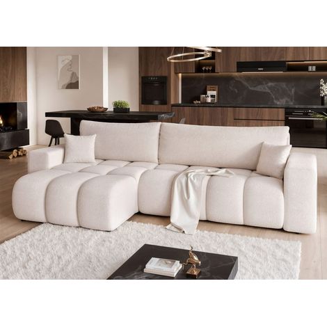 Ecksofa Schlafsofa Sofa ANABEL MAX in Stoff Quelle Weiß Ottomane Links (1/5)
