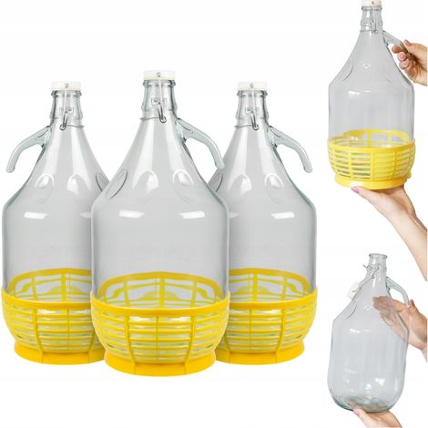 6x Cesta DAMA de 5L + Banda de Cierre, garrafa para vino, aguardiente y licores