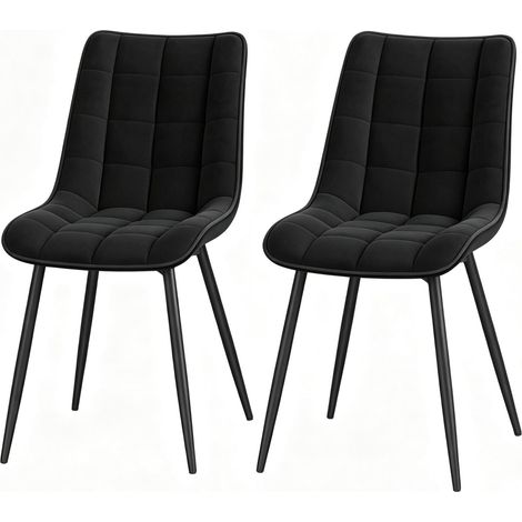2er-Set Polsterstühle Esszimmerstühle aus Samt mit Metallbeinen Schwarz MODENUIT (1/4)
