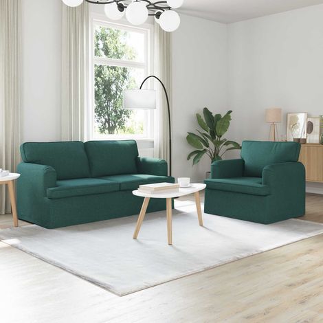 Sofa Set 2 pcs Dunkelgrün 162 x 80 x 85 cm Stoff