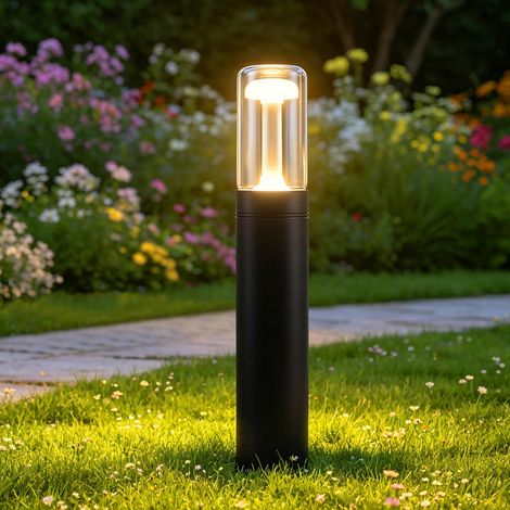 Lampe De Chemin LED Extérieur Lampadaire Verre IP65  40cm Noir 10W 3000K Lampe Extérieure Jardin Allée Cour Terrasse Balcon Décoration Résistant Aux Intempéries (1/5)