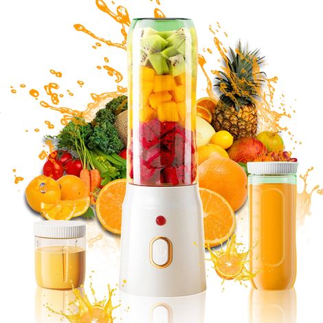 Tragbarer, per USB aufladbarer Personal Blender Mini-Mixer mit 10 Funktionen für Smoothies, Milchshakes und Sorbets 21.000 U/min Inklusive Messbecher und Reisebecher Einteiliges Set