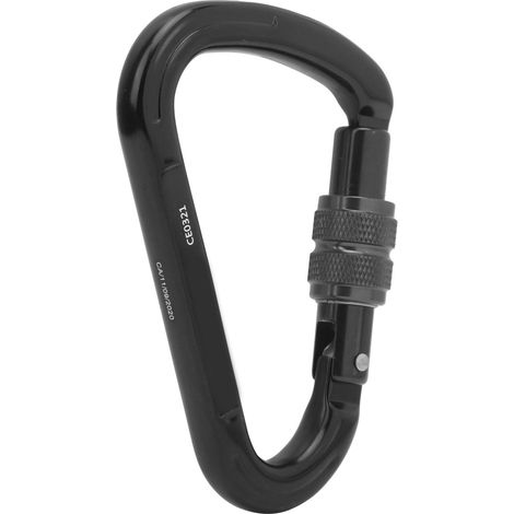 Camnal Outdoor-Kletterkarabiner mit birnenförmigem Sicherheitshaken und Verriegelung, schwarz (1/5)