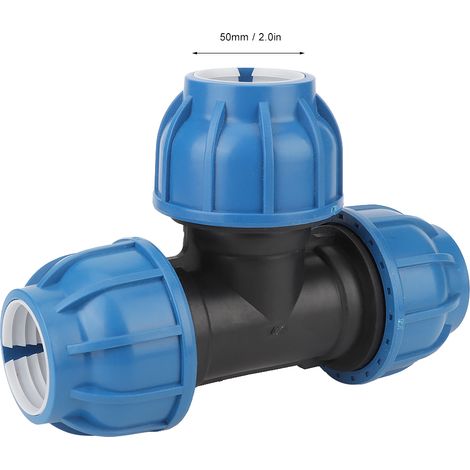 [Raccords pour tuyaux] [PE] [Tee 50mm] [Connexion durable] - Raccord en T PE 50mm pour conduites d'eau, durable, résistant à la corrosion et facile à installer (1/5)