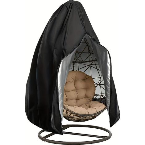 Housse de protection imperméable pour sofa œuf extérieur 190x115cm, avec zip et sac de rangement noir (1/4)
