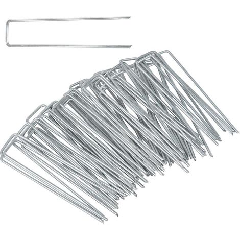 50 Piquets de jardin de fixation de toile de paillage en acier 150 x 30 mm
