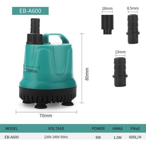 Pompe de plongée pour aquarium, pompe à aspiration par le fond, pompe de filtration inférieure, pompe silencieuse d’aspiration des déchets, pompe de changement d’eau, pompe d’aspiration par le fond de (1/4)