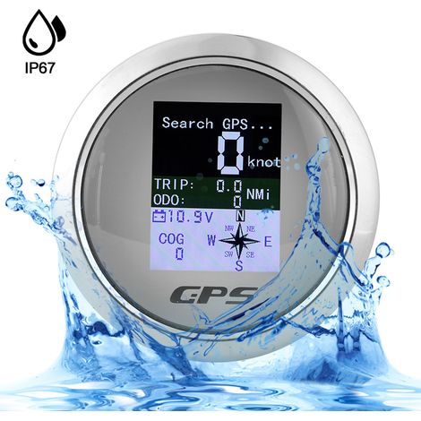 Compteur de vitesse GPS 85 mm pour voiture, bateau, ingénieur, en acier inoxydable, étanche, numérique, cadran blanc (1/5)