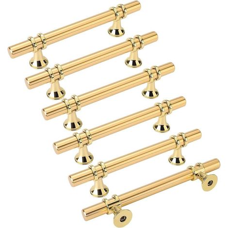 6pcs poignées de meuble dorées poignée dorée - poignée de porte de cuisine Poignee Tiroir Laiton poignées dorées meuble entraxe 96mm (1/5)