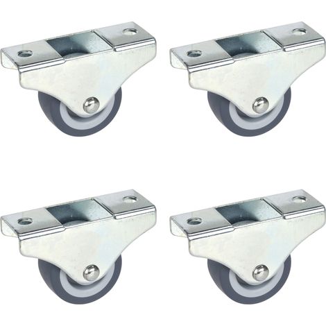 Dörner + Helmer Set di 4 ruote fisse per mobili, 38 mm x 18 mm, portata 135 kg, piccola ruota TPE, fissaggio direzionale (1/3)