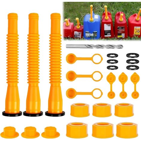 3 Verseurs de Bidon d'essence Buse de Réservoir Evolutive Kit de Remplacement de Bec de Bidon D'essence Avec Foret de 8 mm Adapté à la Plupart des Bocaux de 1/2/5/10 Gallons (1/5)