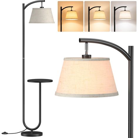 160cm Lampadaire avec étagère en U, 3 couleurs, rotation 350° Lampadaire d'angle, Abat-jour inclinable 120°, interrupteur au pied. Base stable, design arqué pour salon, chambre ou bureau (1/5)