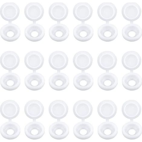 Lot de 100 Capuchons Blanc de Vis à Charnière Bouchons à Vis en Plastique pour Meubles Placards Étagères