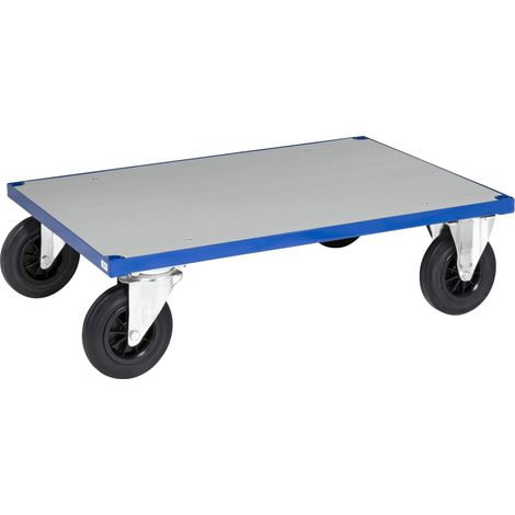Kongamek Plattformwagen in blau mit verzinkter Ladefläche 1000x700x260mm Gummibereifung ohne Bremse