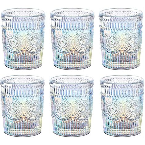 Vintage Water Glasses Coloured Iridescent Drinking - Glass Cups for Lemonade, Juice, Milk, Coffee, and Cocktails (1/5)