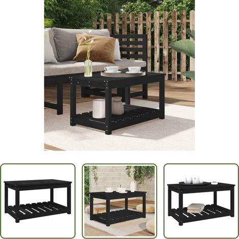 Bois de pin - Table de jardin noir 82,5x50,5x45 cm bois massif de pin (1/5)
