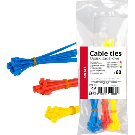Juego de 60 bridas de plástico multicolores amio-04313 (1/5)