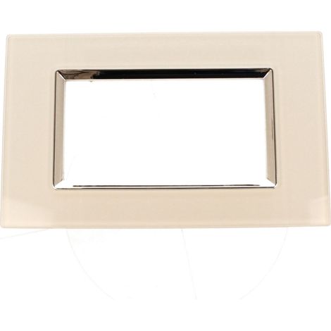 Placca Quadrata In Vetro Temperato MBL 4 Moduli/Posti Compatibile Bticino Living 3 Colori Disponibili (Bianco)