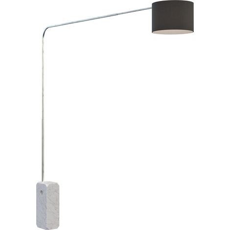 Piantana Contemporanea Corner Marmo Bianco Tessuto Nero 1 Luce E27