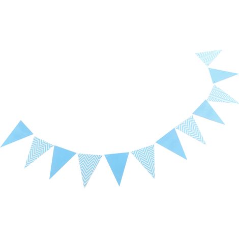 Guirlande de fanions bleus ondulés pour décoration de salle de mariage, chambre d'enfant ou fête d'anniversaire (1/5)