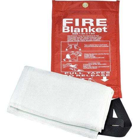 Couverture Anti-Feu 1m x 1m - Protection Incendie Maison/Cuisine/Voiture - Ignifuge Norme EN 1869 - Pour Cheminée, Camping & BBQ (1/5)