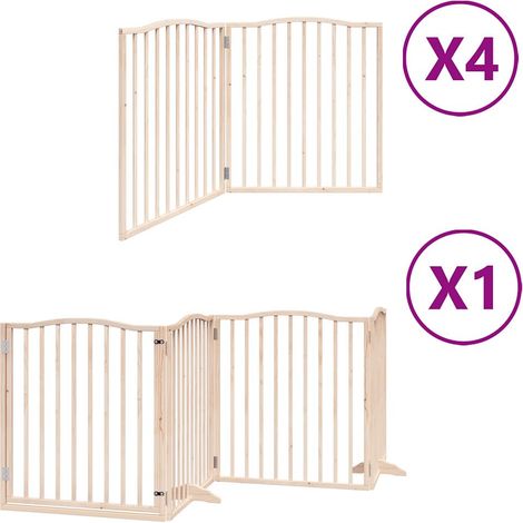 Barrière de sécurité pour chien animaux de compagnie porte pliable 12 panneaux bois de peuplier marron