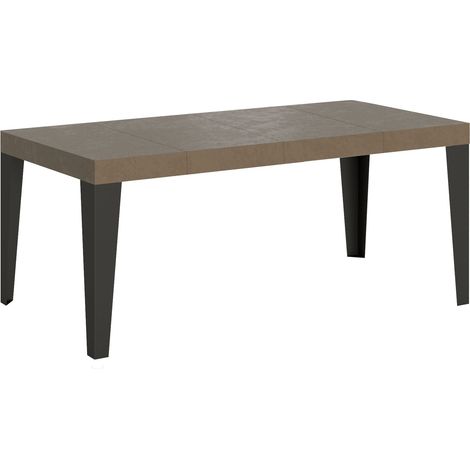 Table extensible Flame Premium 120/380x90 cm en gris tourterelle avec pieds anthracite