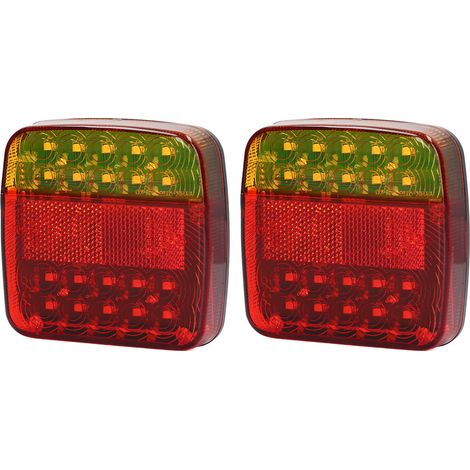Kit Feux de Remorque Carré Sans Fil IP65 Étanche Aimanté Rouge Jaune DC5V (1/5)
