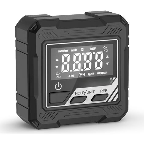 Inclinometro digitale portatile e multifunzionale con base magnetica, schermo retroilluminato, campo di misura 4 x 90° (retroilluminazione bianca)