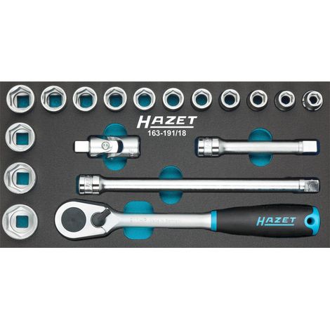Assortimento Di Strumenti Per La Pulizia 163-191 / 18 Cricchetto Chiave 1/2 "Hazet (1/2)