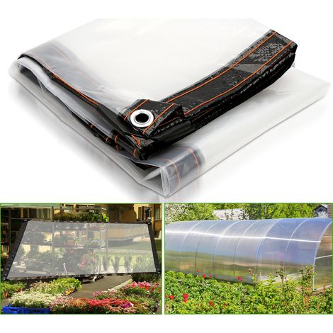 Transparente Plane mit Ösen, wasserdichte Outdoor-Schutzplane für Gewächshaus Gartenmöbel (3x4m)