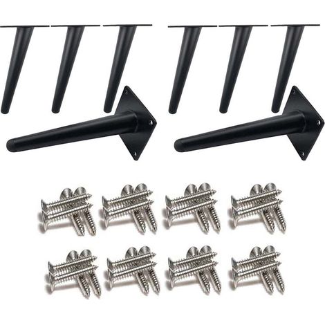 Stück schräge Tischbeine, Schrankbeine aus Metall, kegelförmige Möbelbeine, Edelstahl, schwarz lackiert, 20 cm Höhe, rutschfester, geräuschloser Ersatz für Sofas, Tische und andere Beine (1/4)