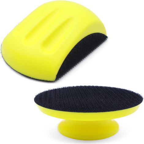 Ponceuse manuelle 2 pièces, bloc de ponçage auto-agrippant de 5 pouces, bloc de ponçage manuel rond et en forme de souris pour disques de ponçage, travaux manuels et travaux manuels (1/5)