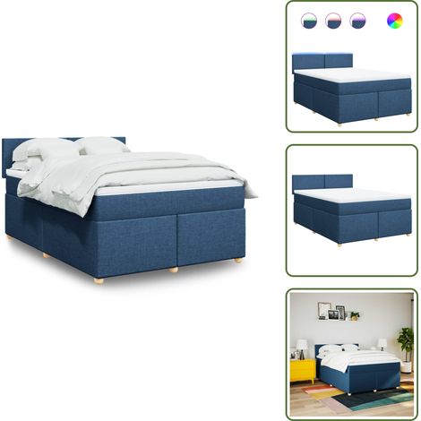Boxspringbett mit Matratze Blau 160x200 cm Stoff - Boxspringbett - Boxspringbetten - Bett - Bettgestell