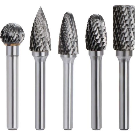 Fraise Rotative Carbure de Tungstène - Double Coupe - Tige 6mm - Tête 10mm - Outil Perceuse Ponceuse 5 Pièces (1/5)