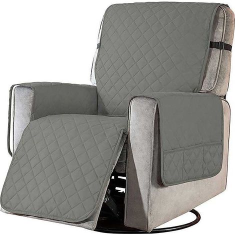 Housse De Fauteuil Inclinable Réversible - Avec Poches Latérales - Imperméable - Lavable En Machine - Pour Enfants Animaux - Polyester - Gris - 1 Pièce (1/5)