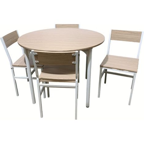 SET TAVOLO TONDO ROTONDO Ø 100 cm SEDIE GIARDINO IN LEGNO MDF ROVERE 248ds