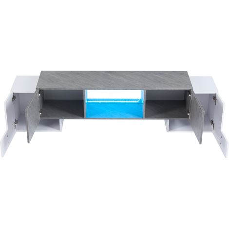 TV-Lowboard 180 x 40 x 46,5 cm Weiß/Grau mit LED, für Fernseher von 60 bis 70 Zoll (1/5)