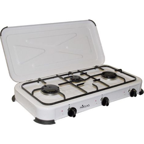 BB portátil de gas GLP cocina de acero de 3 quemadores Niklas
